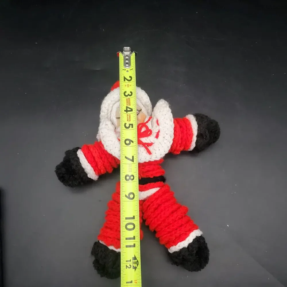 Vintage Hand Crocheted Mrs. Claus Doll Christmas Decoration Yarn Figure 12 Inch